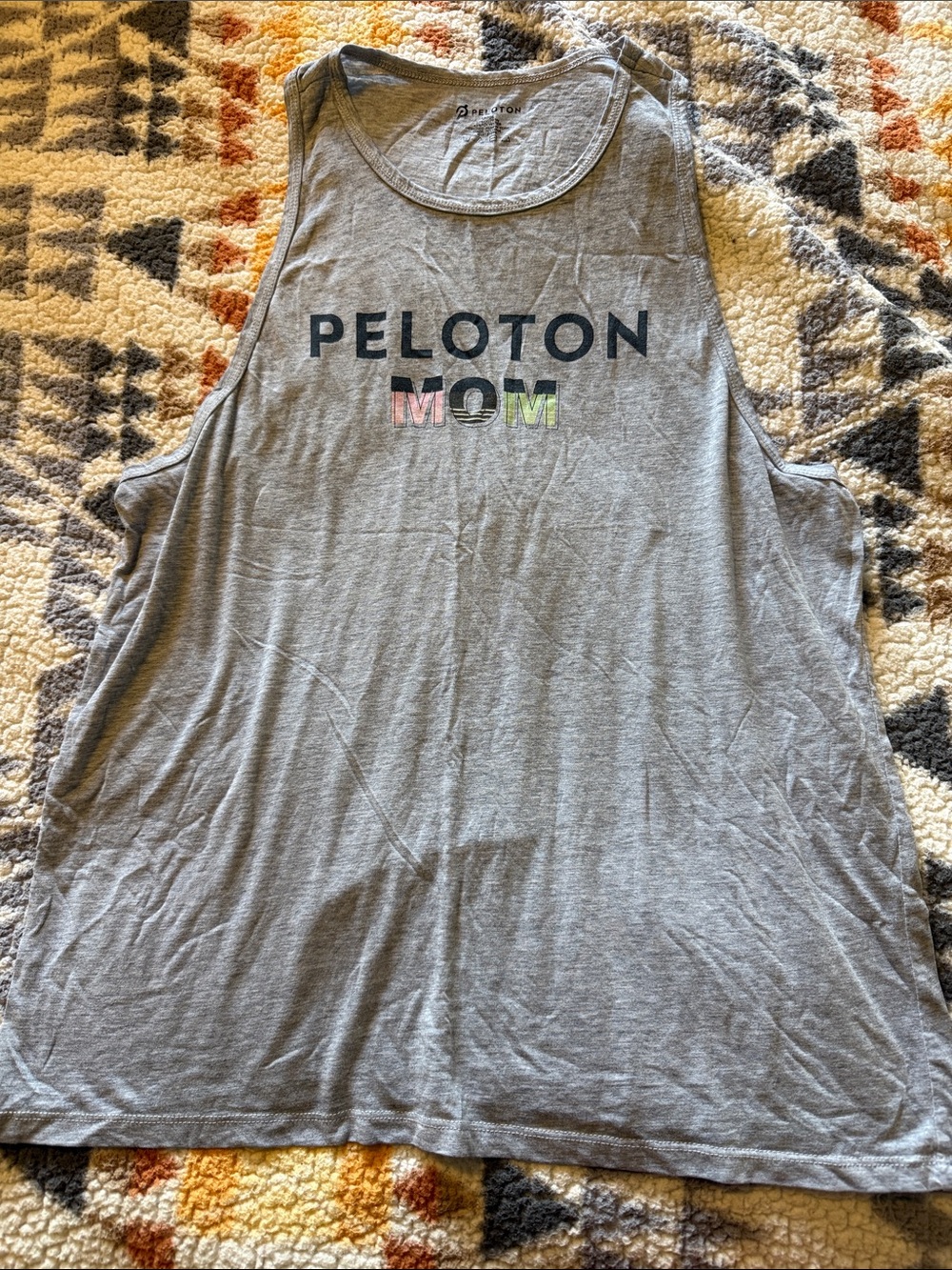 Peloton Gray Tank with Multicolor MOM Letters